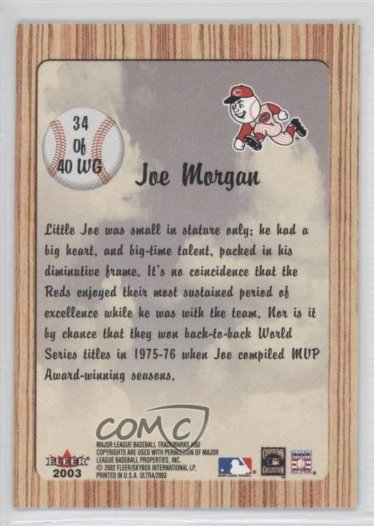 2003 Fleer Ultra When It Was A Game Joe Morgan #34WG HOF - Image 2 of 2