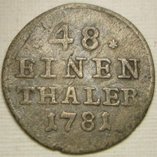SAXONY (Germany) 1/48 Thaler 1781 H - Billon 0.25 - F. August III. - VF - 2001 *