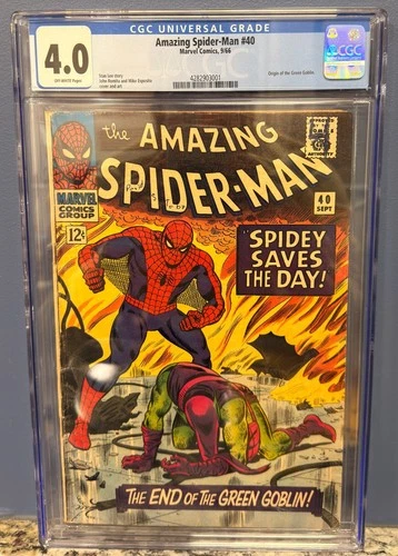 🕸AMAZING SPIDER-MAN #40 CGC 4.0 * MARVEL 1966* ORIGIN OF GREEN GOBLIN* S.LEE