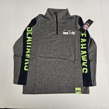 NFL Team Apparel Seattle Seahawks 1/4 Zip Grey Long Sleeve / Youth Medium 10-12