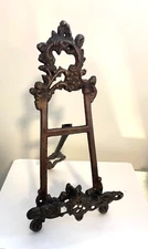 Vintage Ornate METAL Display Easel Picture Plate Book Stand Holder 12"
