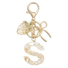 Initial Letter S Keychain Cute Resin Letter Bag Charm White