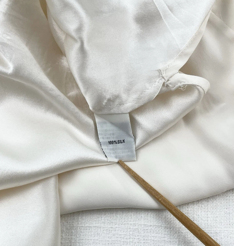 Túnica smoking Kenneth Cole New York feminina 100% seda marfim manga longa tamanho 8 - Imagem 4 de 4