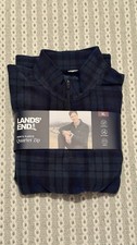 Lands  End Men  s Fleece Quarter Zip Pullover XL Blue/Green   NWT