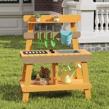 Play Kitchen for Kids w/ Removable Faucet Sink Grill Rack Rotation Knobs