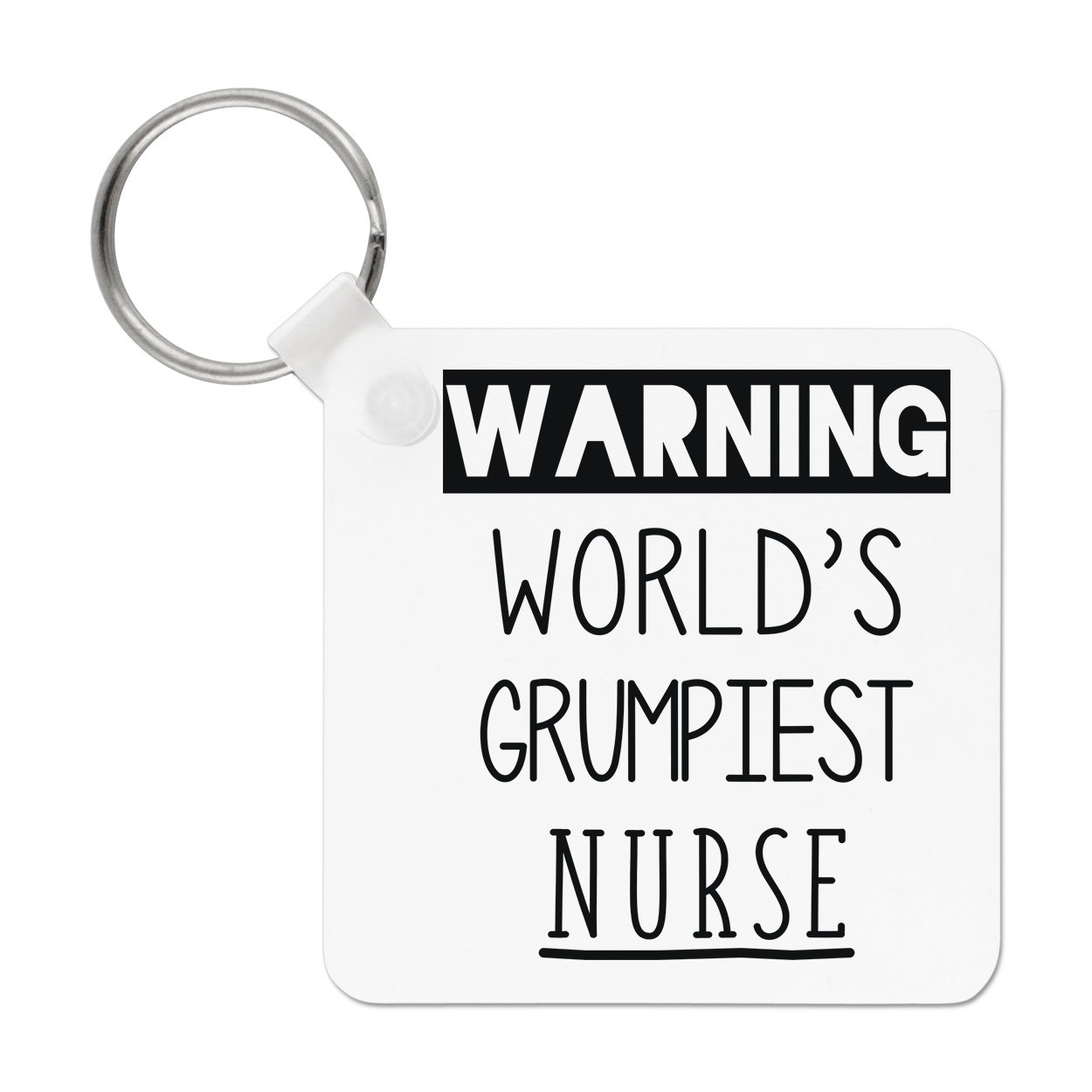 Warning World's Grumpiest Nurse Keyring Key Chain Awesome Best Hospital Funny