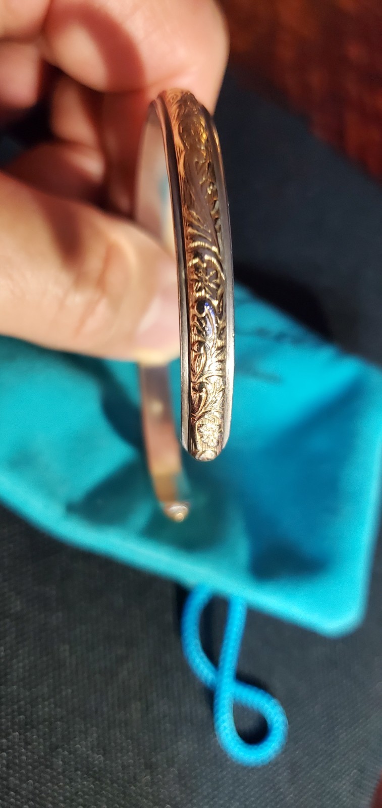 Vintage Silver Gold Native Scroll Design Bracelet - image 7
