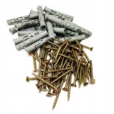 100x Wall Plug & Screw Set 6x30mm Plug, 4x35mm Screw, Yellow Zinc, Pz2