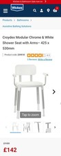 Croydex Modular Chrome & White Shower Seat with Arms– 425 x 530mm