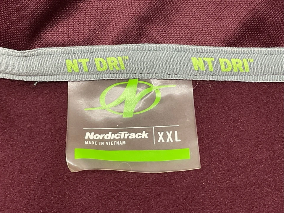 NordicTrack NT Dri Mens Sz 2XL 1/4 Zip Long Sleeve Fleece Lined Maroon Pullover - Image 2 of 4