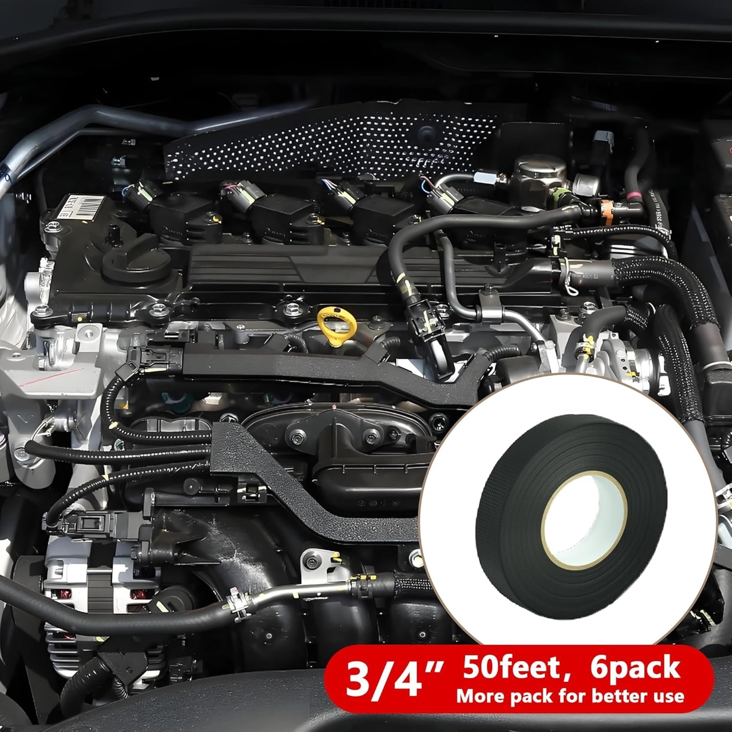 6 Pack Black Electrical Tape 3/4 x 50ft Vinyl Insulation Waterproof Indoor Outdo