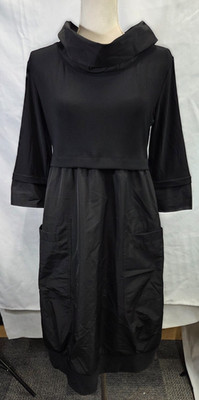 Joseph Ribkoff Black Cocoon Dress Short Sleeve Cowl Neck 173444 Size 8