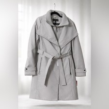NEW Halston Women’s Water-Resistant Gray Belted Trench Coat – Sizes M & L