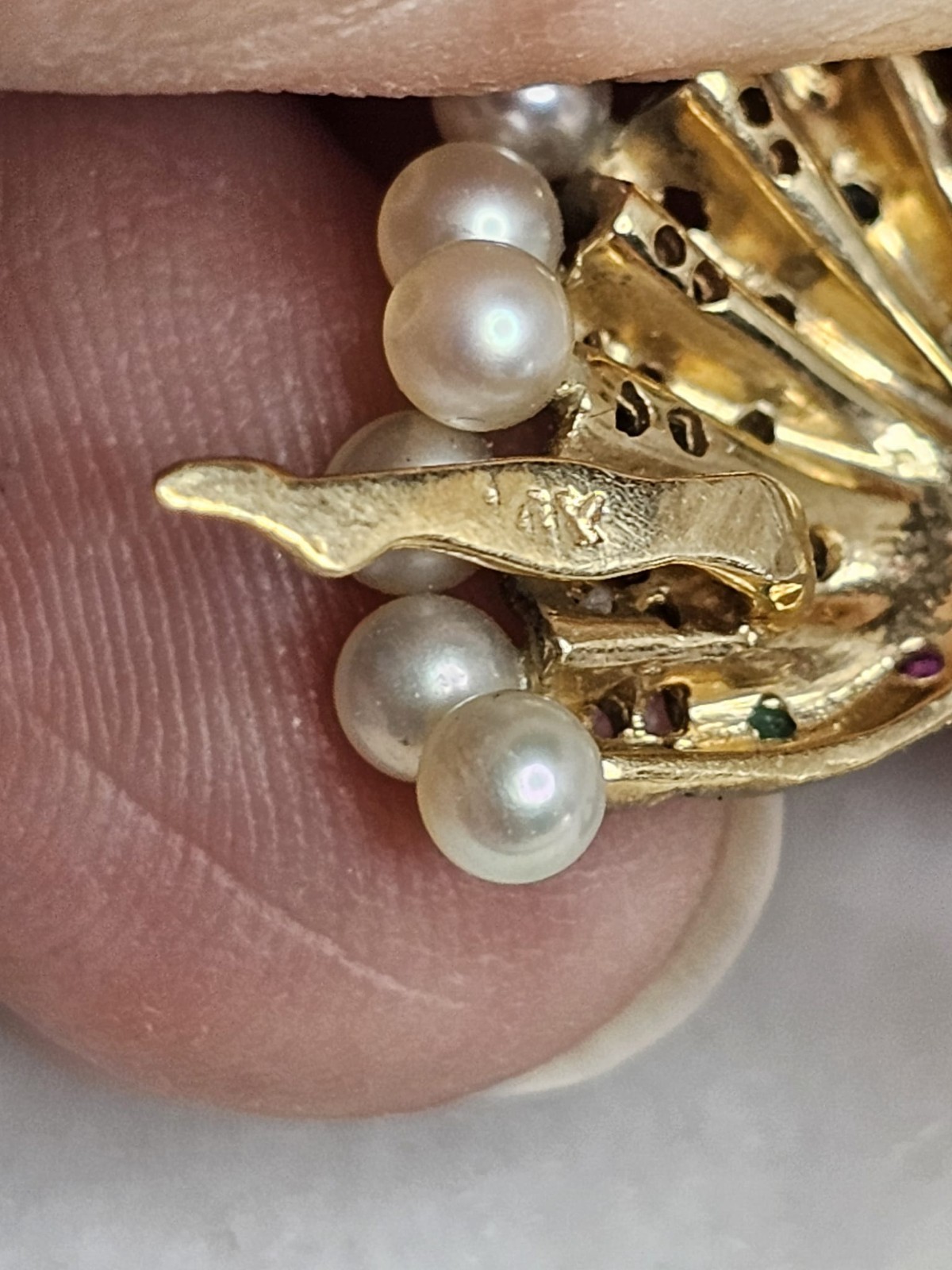 Vintage Solid 14k Gold Ruby Sapphire Diamond Emer… - image 6