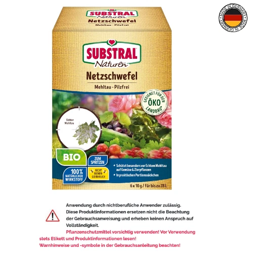 SUBSTRAL® Naturen BIO Netzschwefel 60g–Mehltau-Pilzfrei | Pflanzenschutzmittel