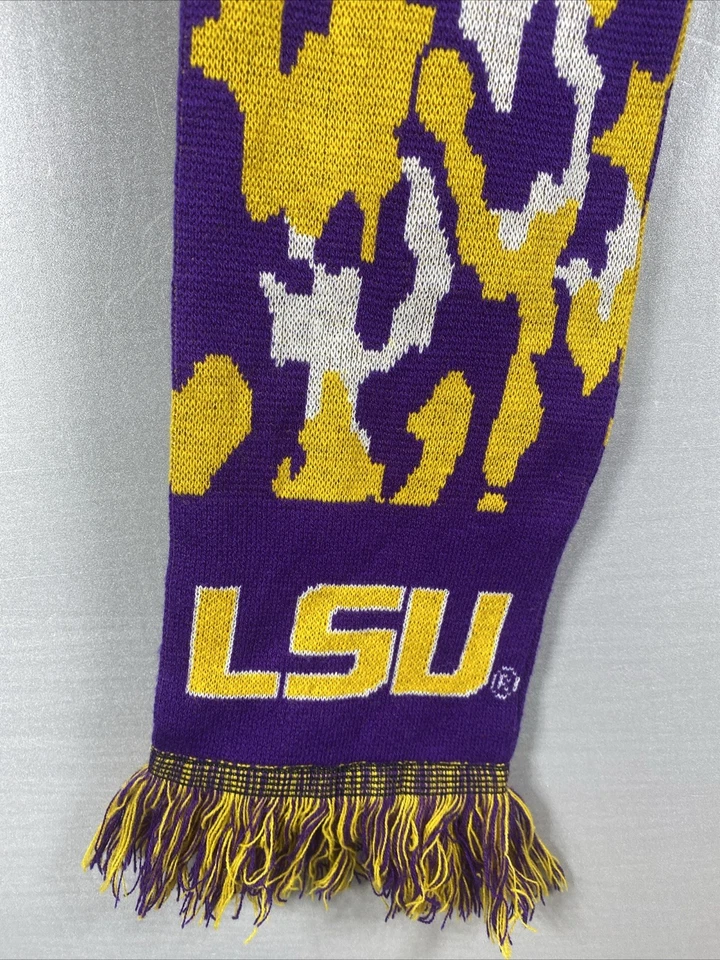 FOREVER COLLECTIBLES LSU Tigers Scarf Neck Tie Knit Purple Yellow - Image 2 of 4