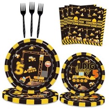 80 Pcs Construction 5th Birthday Party Supplies Dump Truck Theme Five