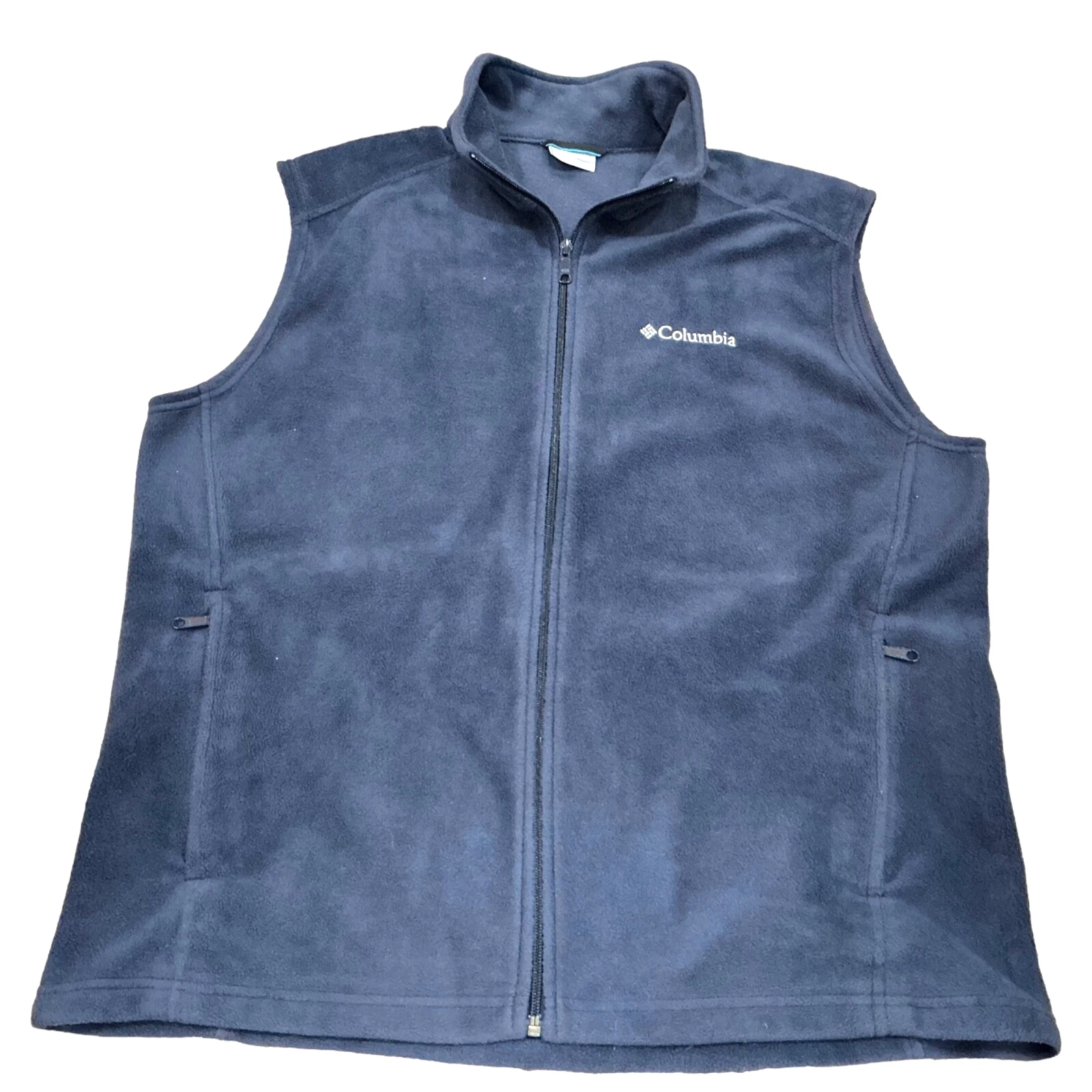 Columbia Fleece Jacket Vest Size Large Mens Full Zip Up Blue
