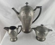 Jugendstil Set Kaffeekanne, Milchkännchen, Zuckerdose Gerhardi & Co Modell 1865