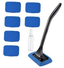 Windshield Cleaner Tool Car Window Cleaner with 6 Reusable and Washable blue