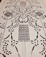 Runner grande Vintage Anni ‘50, in Puro Lino ricamato a mano, cm 160 x 70