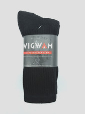 NEW 3 PAIR PACK WIGWAM AT WORK CREW SOCKS USA MADE BLACK MEDIUM M 5-9.5 W 6-10