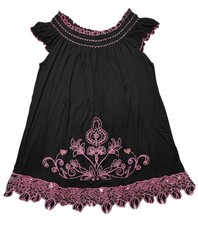 Urban Mango Women's Black/Pink Embroidered Dress Size L