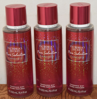 3 New Victoria's Secret Pure Seuction Candied Fragrance Body Mist Lot 8.4 oz