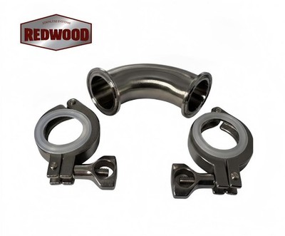1.5'' 90° Elbow & Tri-clamp & Gasket S.S304 Pipe O.D 38mm Ferrule 50.5mm Sanitary