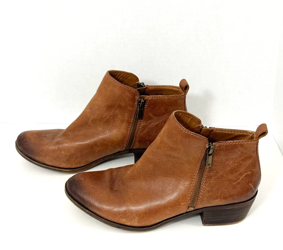 Lucky Brand Basel Brown Leather Ankle Booties Womens Size 9M Zip Slip Resistant - Image 3 of 4