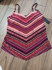 Aqua Green Women's Size XL Swimsuit Tankini Top Pink Multi Color Striped