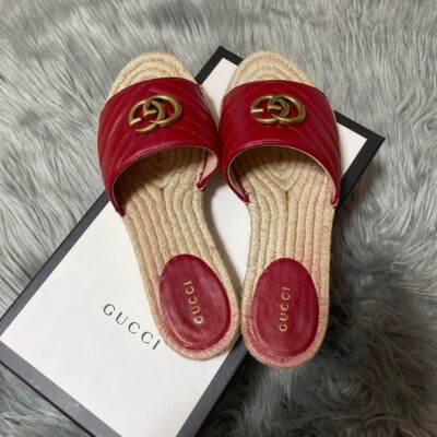 GUCCI GG Logo espadrilles Flat Sandals Mules Pumps Shoes Women GUCCI GG Logo espadrilles Flat Sandals Mules Pumps Shoes Women