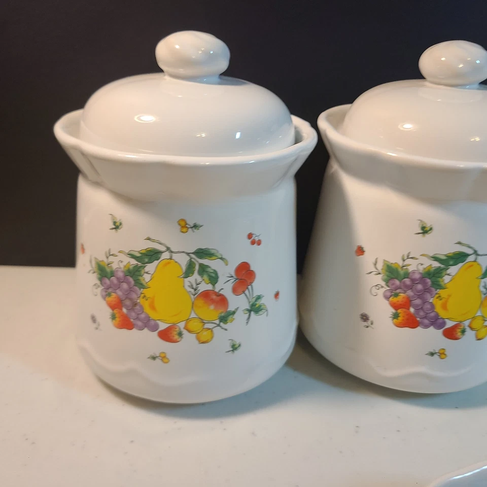 Juego de botes estilo europeo de 4+1 piezas CON soporte de cuchara a juego fruta uva melocotón Foto 3 de 4