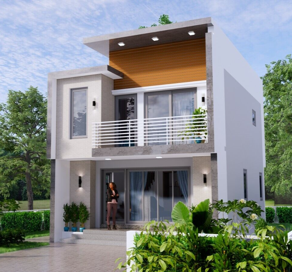 ハニーフラットページです♬ 20x30 Feet Small House Plan 6x8.5 Meter 2 Beds 1 Bath Flat Roof