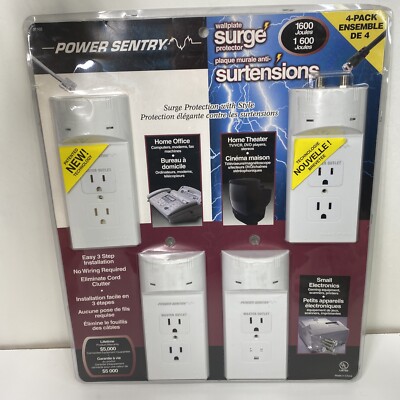 Power Sentry Wall Plate Surge Protector 4 pack Easy 3 Step Installation