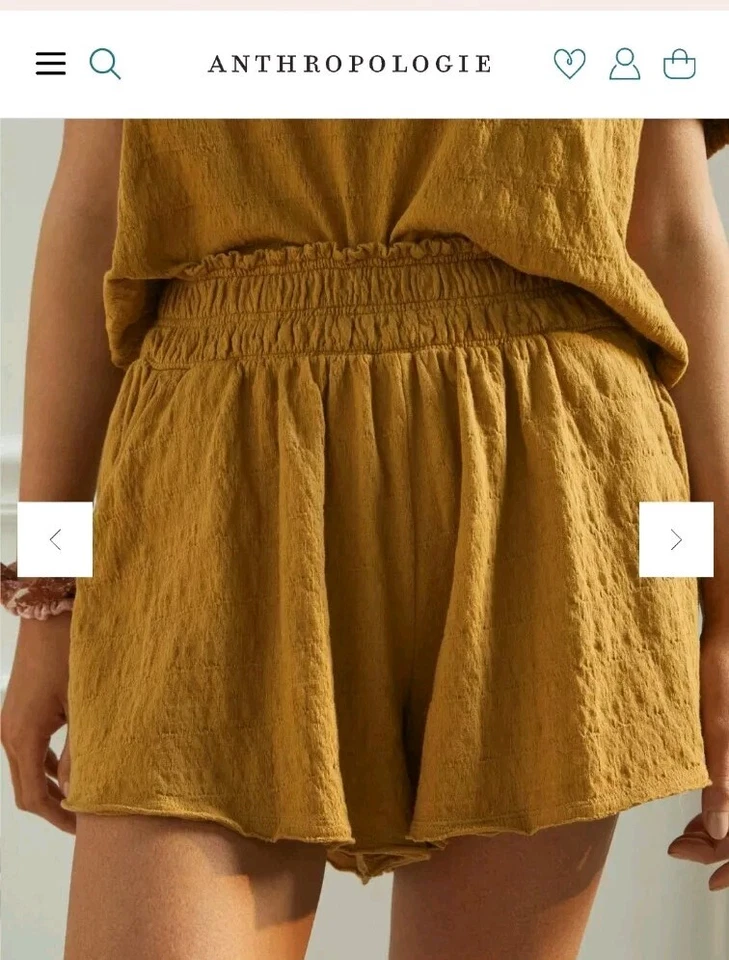 Pantalones Cortos Anthropologie Kimberly Para Mujer Pequeños Práctica Diaria Cómodos Mostaza Salón Foto 2 de 4