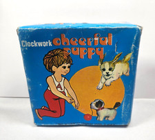 Vintage Clockwork Cheerful Puppy with Ball Wind Up Toy with Box See It Work