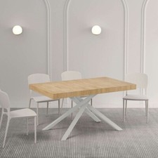 Tavolo allungabile KARIDA 140x90 cm quercia natura gambe bianche