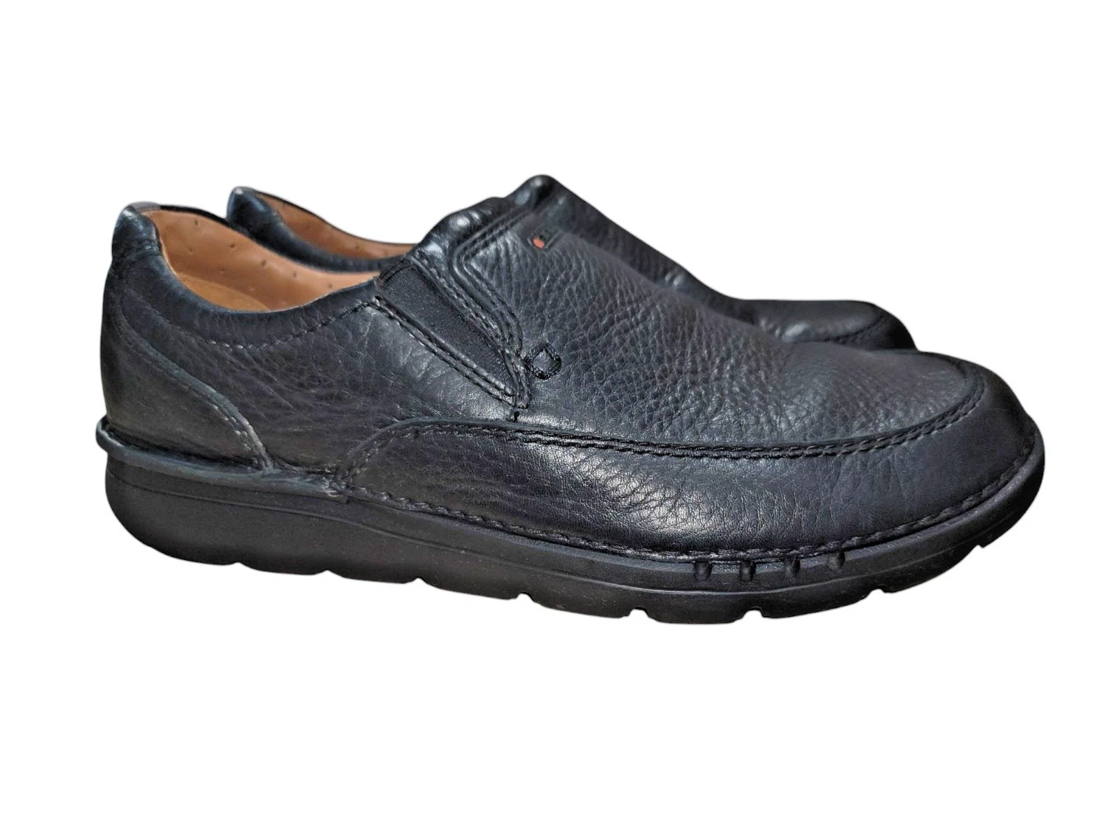 Scarpe mocassino Clarks uomo destrutturate UNnature in pelle nera con ciottoli taglia 10 5 M
