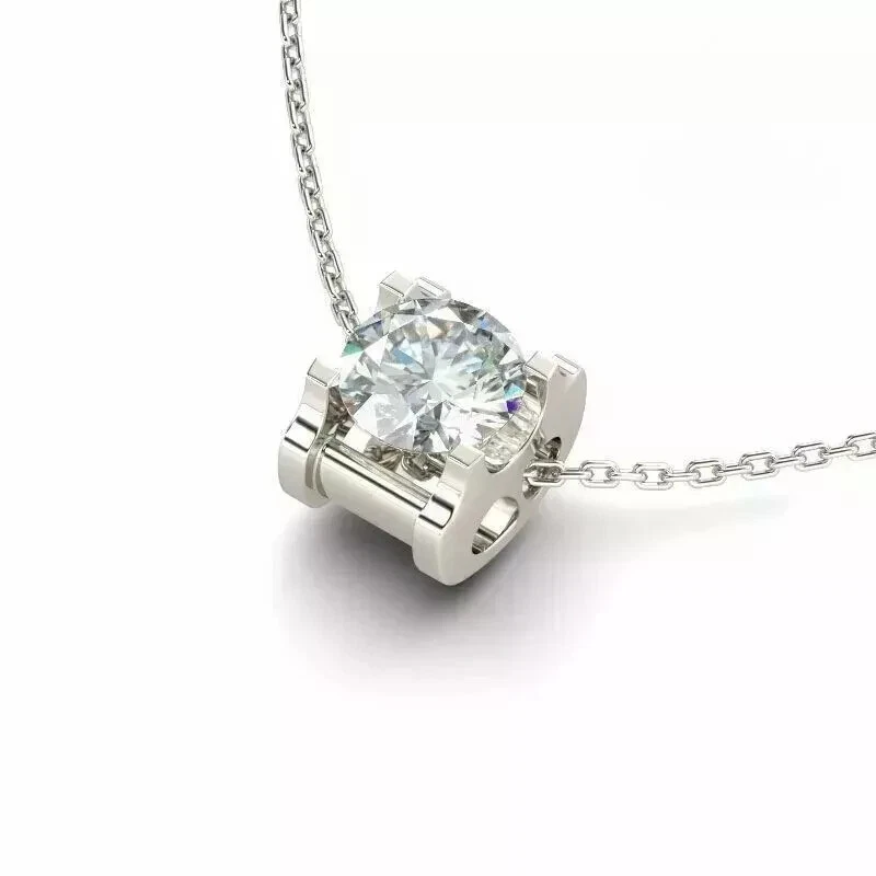 2Ct Round Lab Created Diamond Solitaire Wedding Pendant 14K White Gold Finish - Image 4 of 4