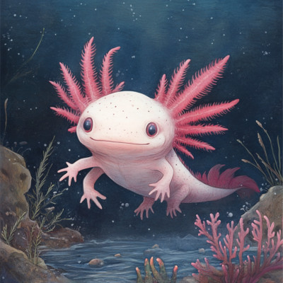 Wandtattoo Aufkleber Axolotl Illustration Wandaufkleber 18X18 cm Groß