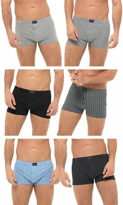 6 Paar Herren Cotton Rich Button Boxershorts Karo oder Uni Boxershorts Größen S-6XL