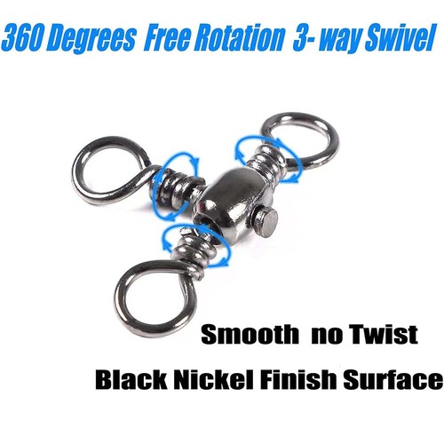 50/100pcs 3 Way Swivels Cross Line Barrel T-Turn Swivel Surf Fishing Tackle - Picture 4 of 20