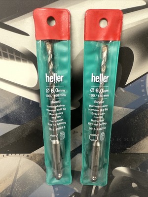 2 x HELLER Hammerbohrer Bionic Ø 6,0mm Arbeits-L.100mm L.160mm SDS-plus 156233 3