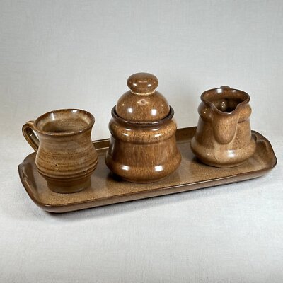 Vintage Winterling West Germany Tee-/Kaffeeservice | 4-teilig | braun gesprenkelt | mit Krone