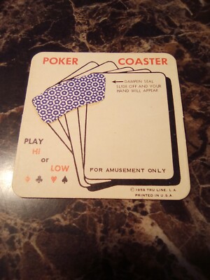 1958 POKER COASTER PLAY HI OR LOW GREAT FOR ANY VINTAGE COLLECTION 1958!