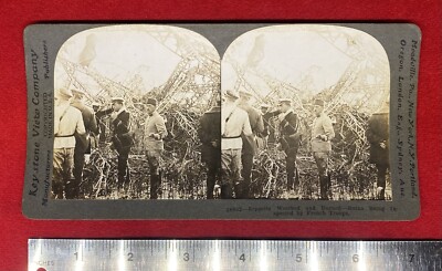 1918c **WW I ERA** ~ZEPPELIN WRECKED & BURNED~ {{REAL PHOTO