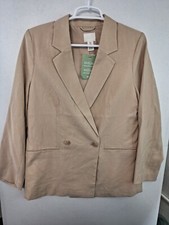 H M Women's Small Double-Breasted Blazer in Camel Tan NWT 1208312