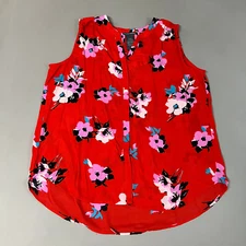 CHELSEA & THEODORE Sleeveless Blouse Women's Size XL Red Floral Paisley 2165072