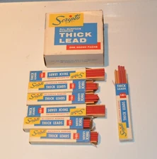 7 Vintage Scripto Thick Marking Lead RED  27 leads 15 cent packs .12 inch 3mm
